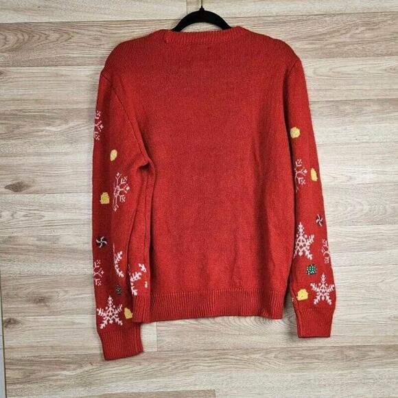 Party Sweater December 25th Red Gingerbread Knit Novelty Ugly Sweater Medium - Picture 4 of 4